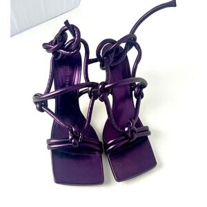 Bottega Veneta Metallic Purple Leather Knot Sandals Size 39